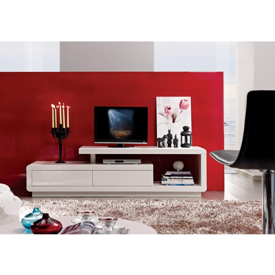 Mayfair Geometric TV Unit in White High Gloss
