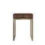 Aubrey Walnut 1 Drawer Bedside Table with Gold Trim Legs