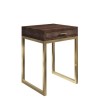 GRADE A1 - Aubrey Walnut 1 Drawer Bedside Table with Gold Trim Legs