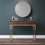 Aubrey Walnut 2 Drawer Dressing Table with Gold Legs