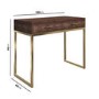 Aubrey Walnut 2 Drawer Dressing Table with Gold Legs