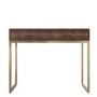 Aubrey Walnut 2 Drawer Dressing Table with Gold Legs