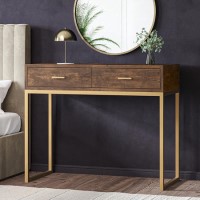 ALMOST PERFECT - Walnut Dressing Table with 2 Drawers - Aubrey ALMOST PERFECT - Walnut Dressing Table with 2 Drawers - Aubrey