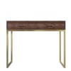 Aubrey Walnut 2 Drawer Console Table with Gold Legs