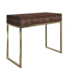 GRADE A1 - Aubrey Walnut 2 Drawer Dressing Table with Gold Legs