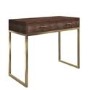 Aubrey Walnut 2 Drawer Console Table with Gold Legs