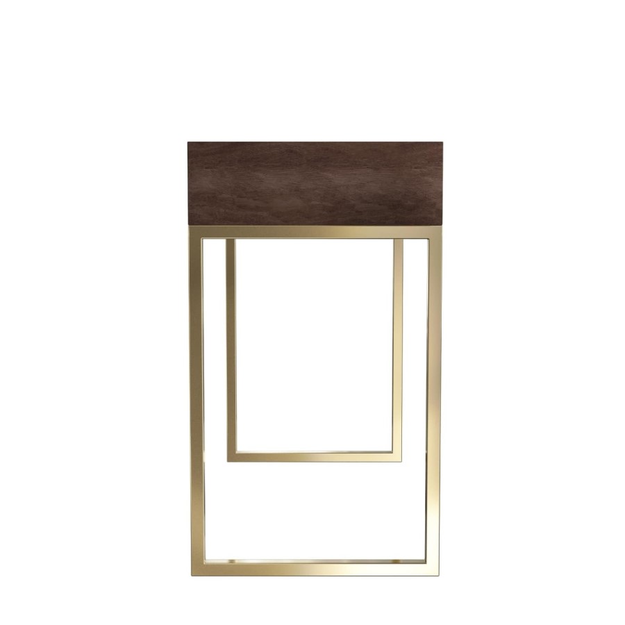 Aubrey Walnut 2 Drawer Dressing Table with Gold Legs