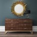 GRADE A1 - Mango Wood Wide Chest of 6 Drawers with Gold Legs - Aubrey 
