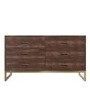 GRADE A2 - Wide Walnut Chest of 6 Drawers with Legs - Aubrey 