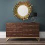 GRADE A2 - Aubrey Walnut 6 Drawer Wide Chest of Drawers with Gold Legs