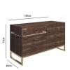 GRADE A2 - Aubrey Walnut 6 Drawer Wide Chest of Drawers with Gold Legs