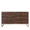 GRADE A1 - Aubrey Walnut 6 Drawer Wide Chest of Drawers with Gold Legs