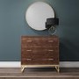 GRADE A1 - Aubrey Walnut 3 Drawer Chest of Drawers with Gold Legs