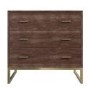 GRADE A1 - Aubrey Walnut 3 Drawer Chest of Drawers with Gold Legs