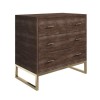 GRADE A1 - Aubrey Walnut 3 Drawer Chest of Drawers with Gold Legs
