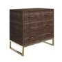 GRADE A1 - Aubrey Walnut 3 Drawer Chest of Drawers with Gold Legs