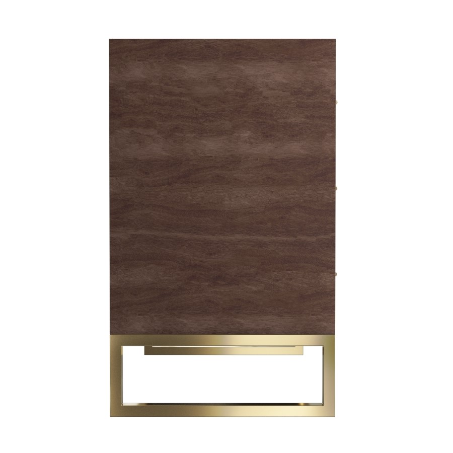 GRADE A1 - Aubrey Walnut 3 Drawer Chest of Drawers with Gold Legs