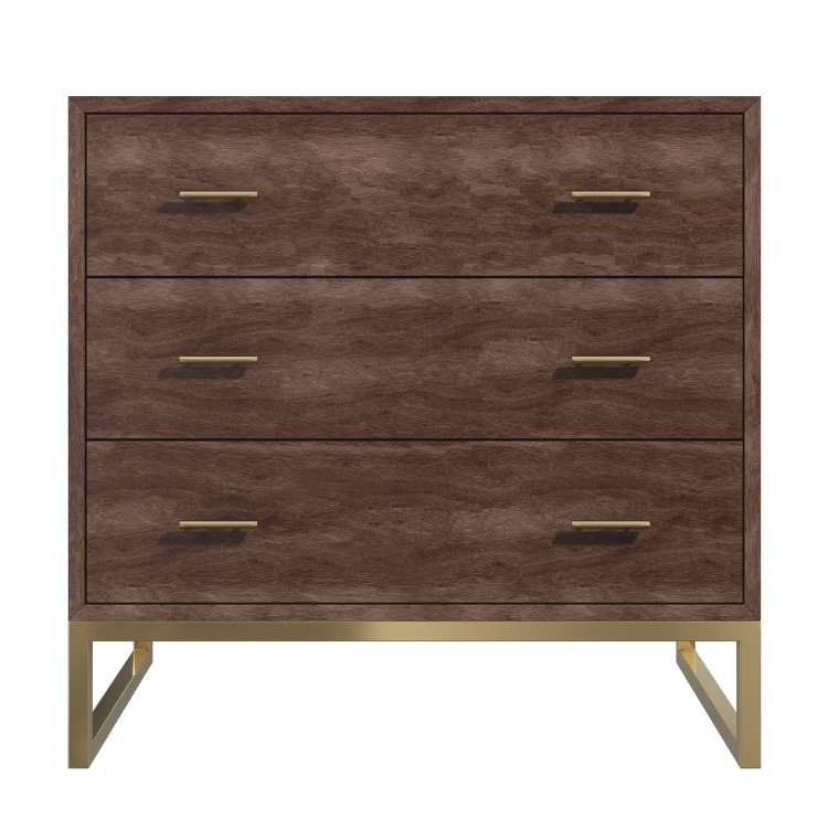 Walnut Chest of 3 Drawers with Legs - Aubrey 