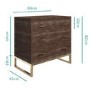 Aubrey Walnut 3 Drawer Chest of Drawers with Gold Legs