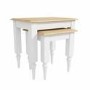 Set of 2 Side Tables in White with Pine Top - Auckland