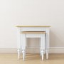 Set of 2 Side Tables in White with Pine Top - Auckland