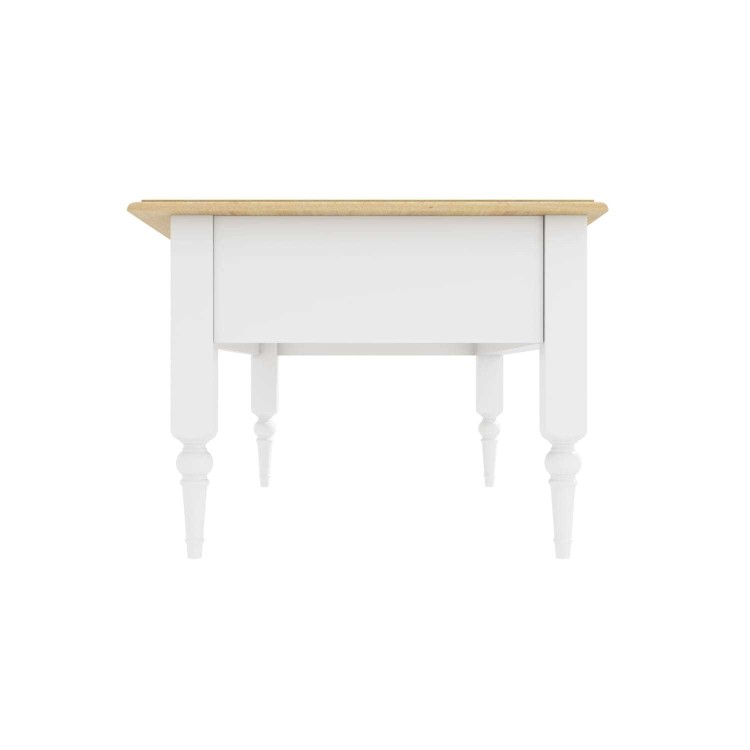 Auckland Farmhouse White & Pine Coffee Table with 2 Drawers