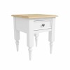 Small White Side Table with Pine Top &amp; Drawer - Auckland