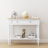 GRADE A1 - Auckland Farmhouse White & Pine Console Table with 1 Large Drawer