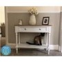 Narrow White Console Table with Wood Top & Drawer - Auckland