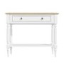 Narrow White Console Table with Wood Top & Drawer - Auckland