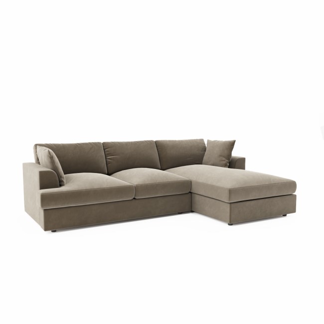 Right Hand Corner Sofa and Footstool Set in Mink Velvet - August