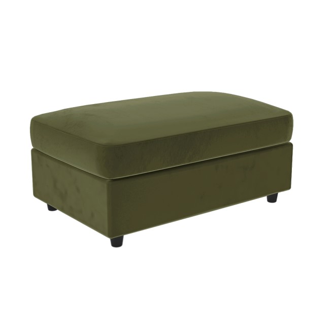 ALMOST PERFECT - Large Olive Green Velvet Footstool - August