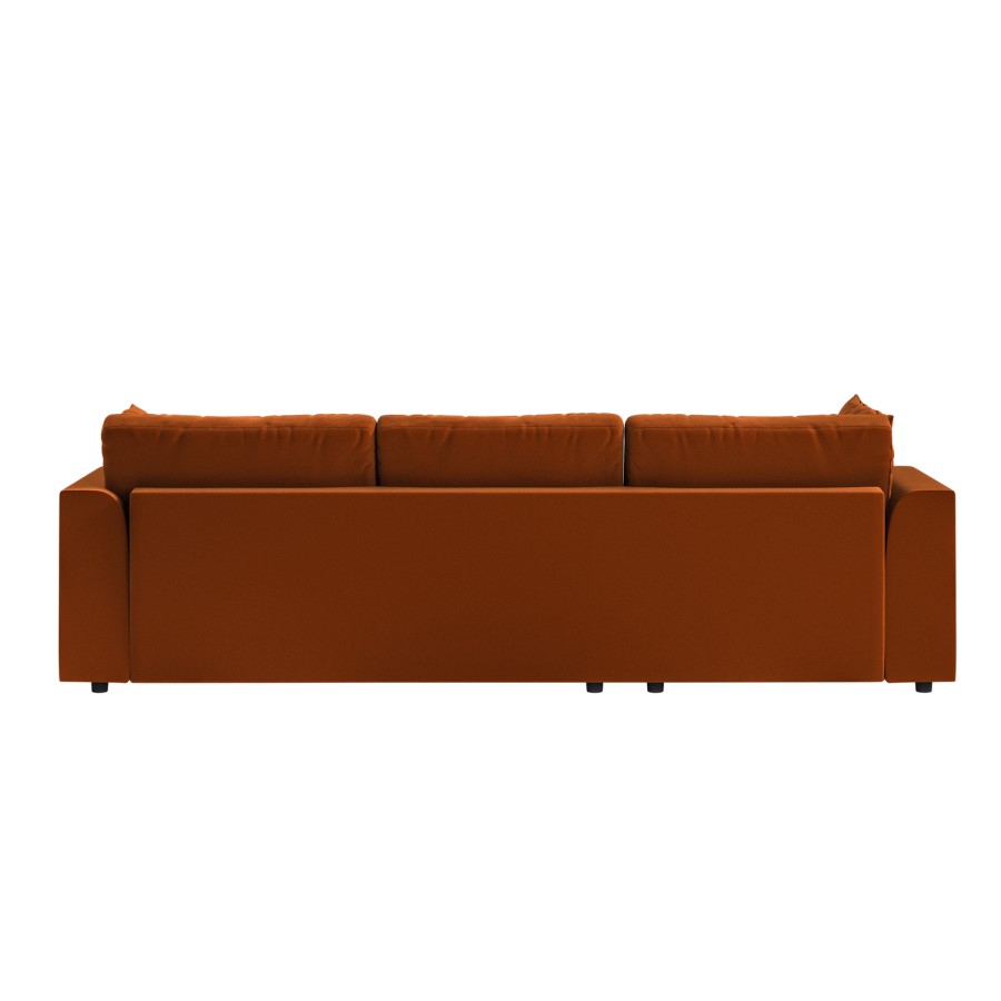 Large Burnt Orange Velvet Left Hand 4 Seater Chaise Corner Sofa - August