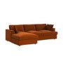 Large Burnt Orange Velvet Left Hand 4 Seater Chaise Corner Sofa - August