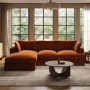 Large Burnt Orange Velvet Left Hand 4 Seater Chaise Corner Sofa - August