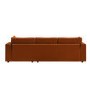 Right Hand Chaise 4 Seater Corner Sofa in Burnt Orange Velvet - August 