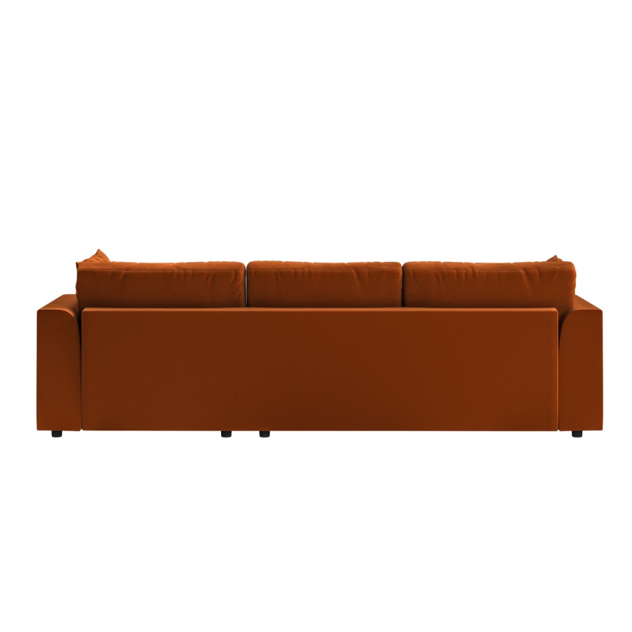 Right Hand Chaise 4 Seater Corner Sofa in Burnt Orange Velvet - August 