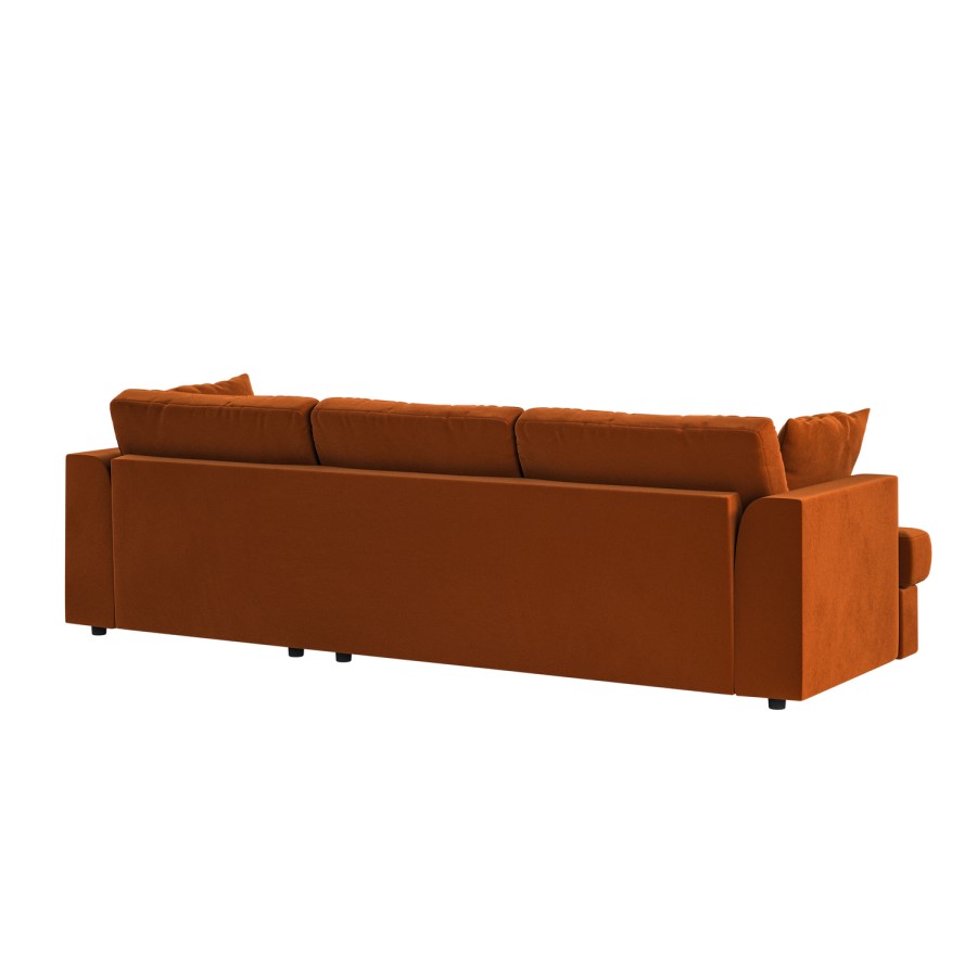 Right Hand Chaise 4 Seater Corner Sofa in Burnt Orange Velvet - August 