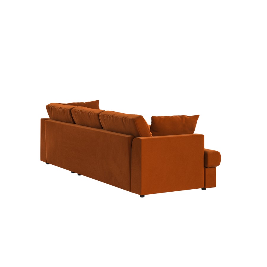Right Hand Chaise 4 Seater Corner Sofa in Burnt Orange Velvet - August 