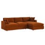 Right Hand Chaise 4 Seater Corner Sofa in Burnt Orange Velvet - August 