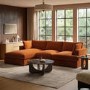 Right Hand Chaise 4 Seater Corner Sofa in Burnt Orange Velvet - August 