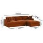 Right Hand Chaise 4 Seater Corner Sofa in Burnt Orange Velvet - August 