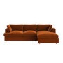 Right Hand Chaise 4 Seater Corner Sofa in Burnt Orange Velvet - August 