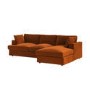 Right Hand Chaise 4 Seater Corner Sofa in Burnt Orange Velvet - August 