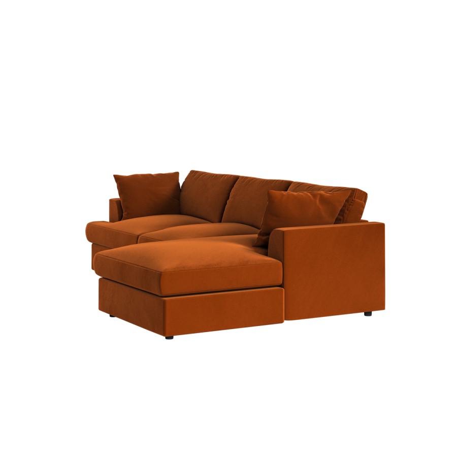 Right Hand Chaise 4 Seater Corner Sofa in Burnt Orange Velvet - August 