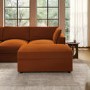 Large Burnt Orange Velvet Footstool - August