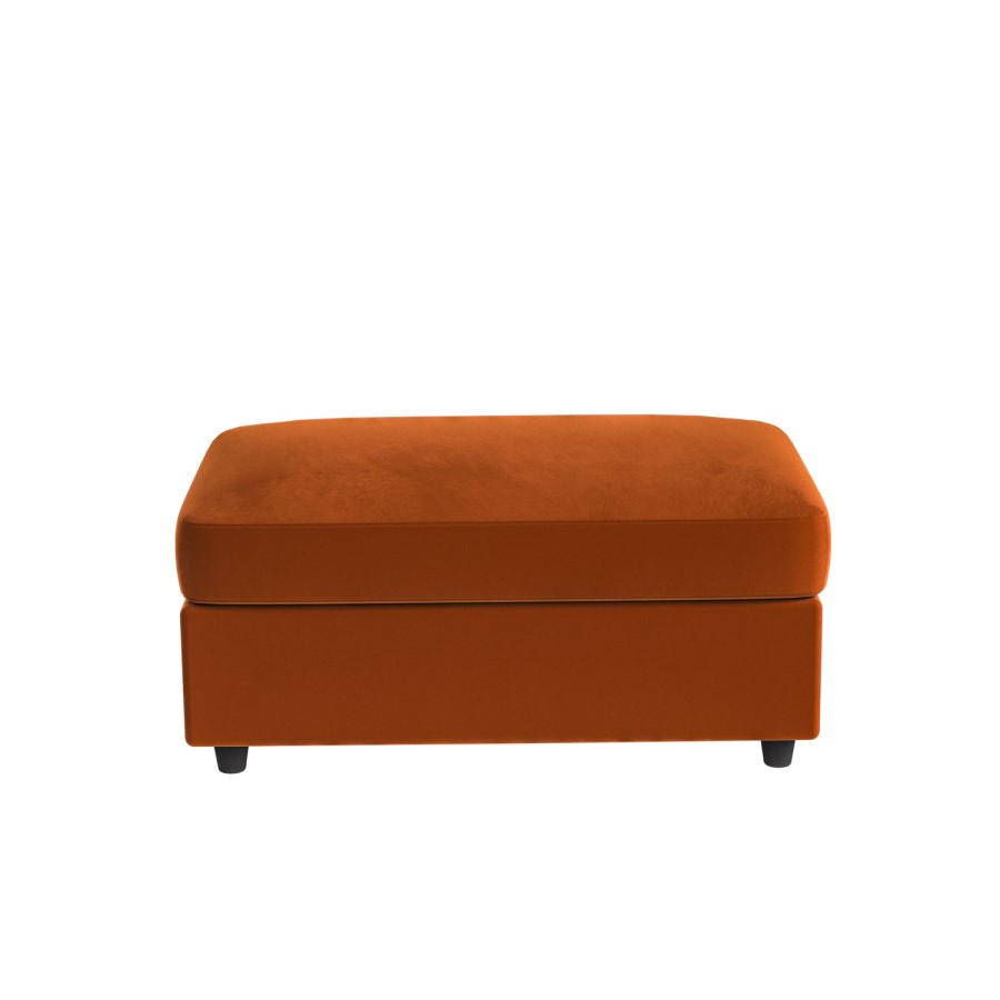 Large Burnt Orange Velvet Footstool - August