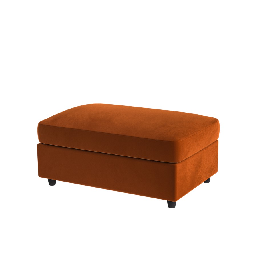 Large Burnt Orange Velvet Footstool - August