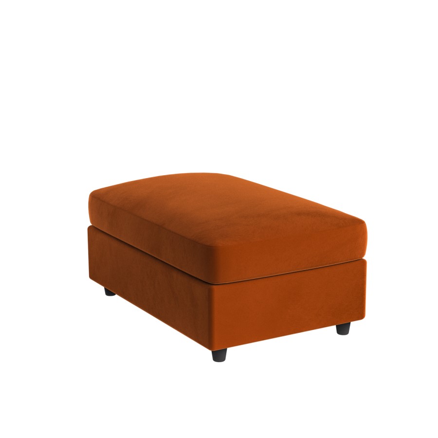 Large Burnt Orange Velvet Footstool - August