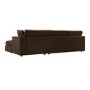 Large Chocolate Brown Velvet Right Hand 4 Seater Chaise Corner Sofa - August